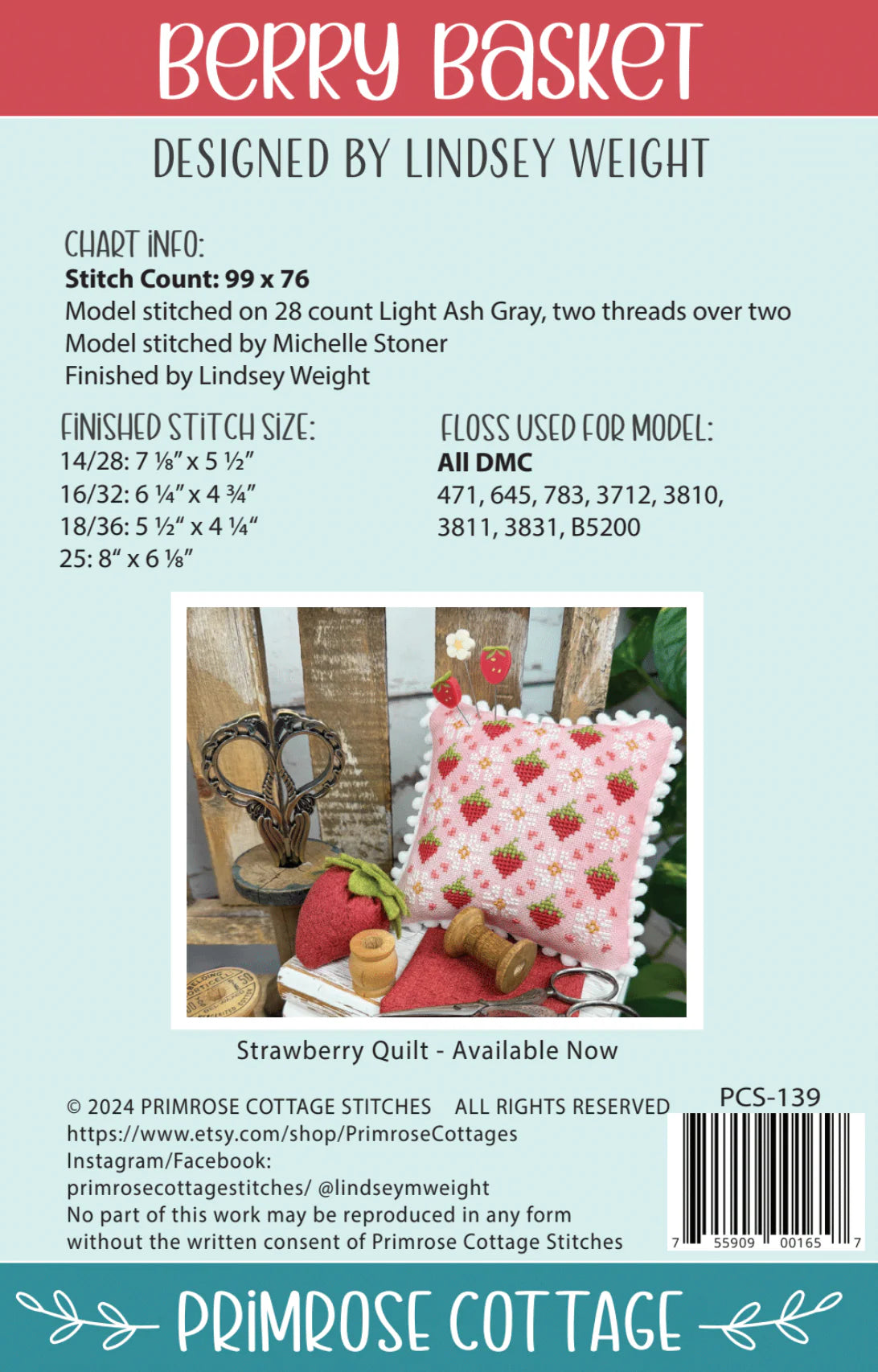 Berry Basket Cross Stitch Pattern Primrose Cottage Stitches