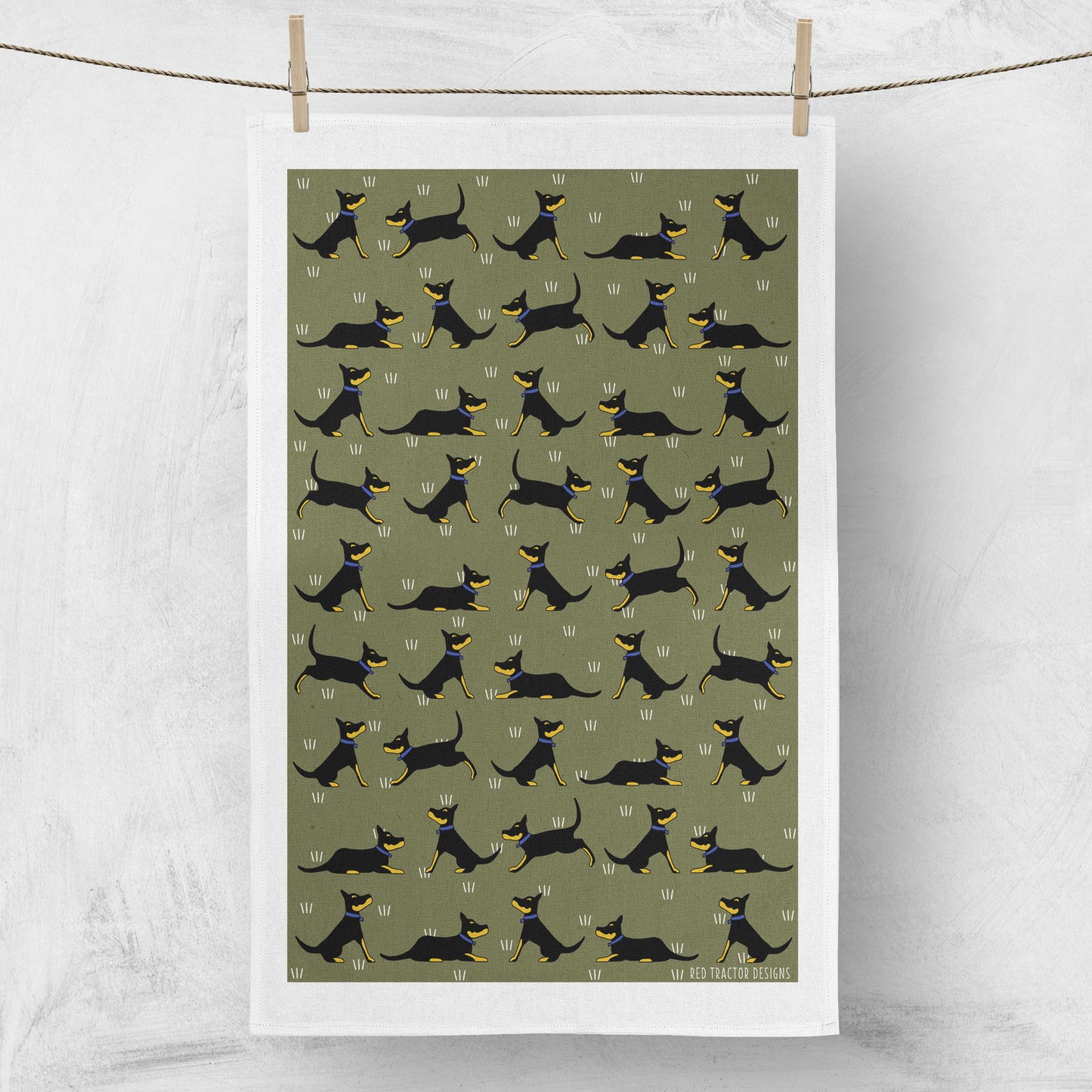 Black and Tan Kelpies Tea Towel by Red Tractor Designs