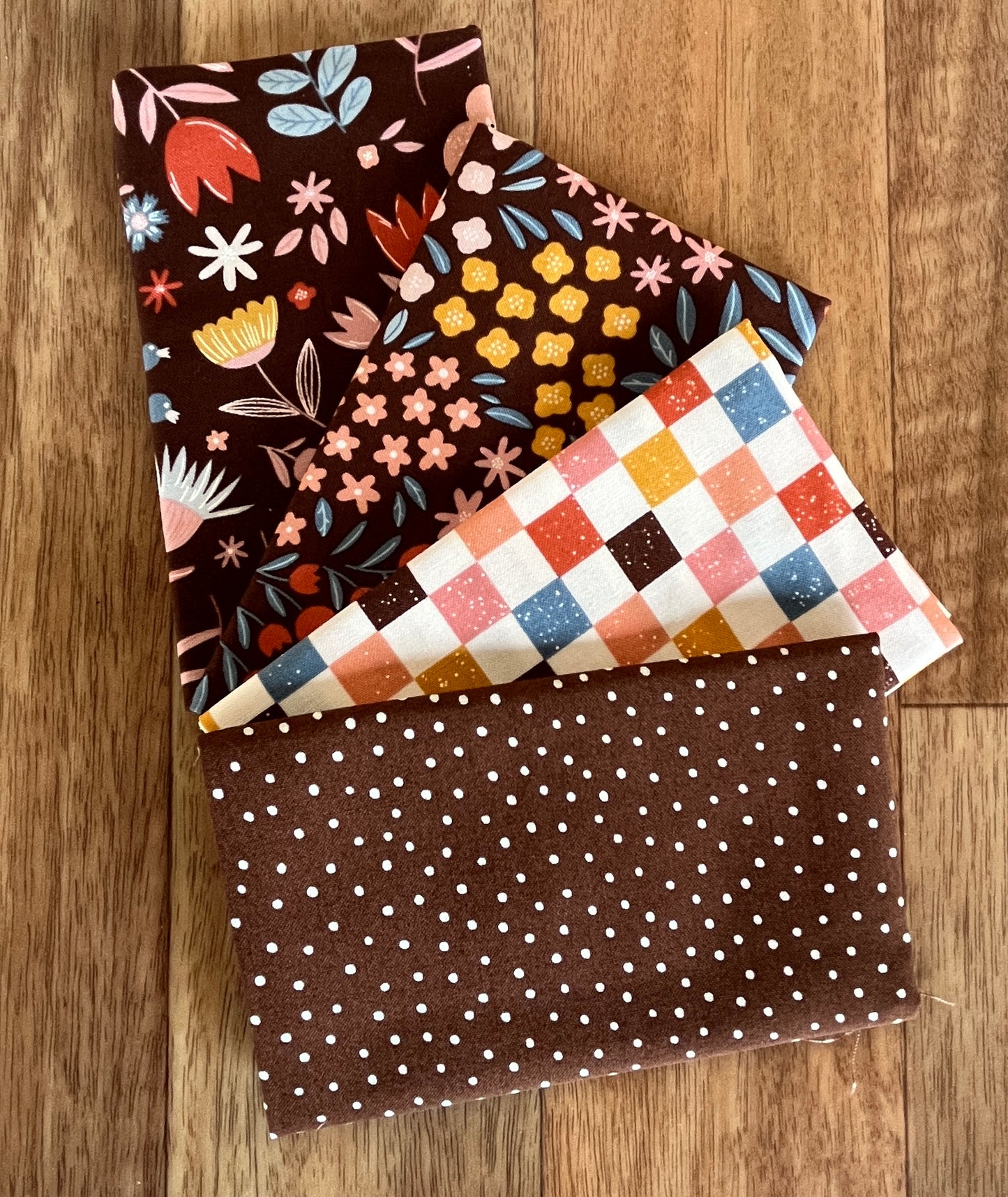 Blossoms and Blooms Browns Fat Eighth Bundle by Elena Amo for Moda Fabrics