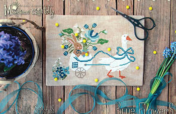 Blue Flowers Cross Stitch Pattern by Madame Chantilly