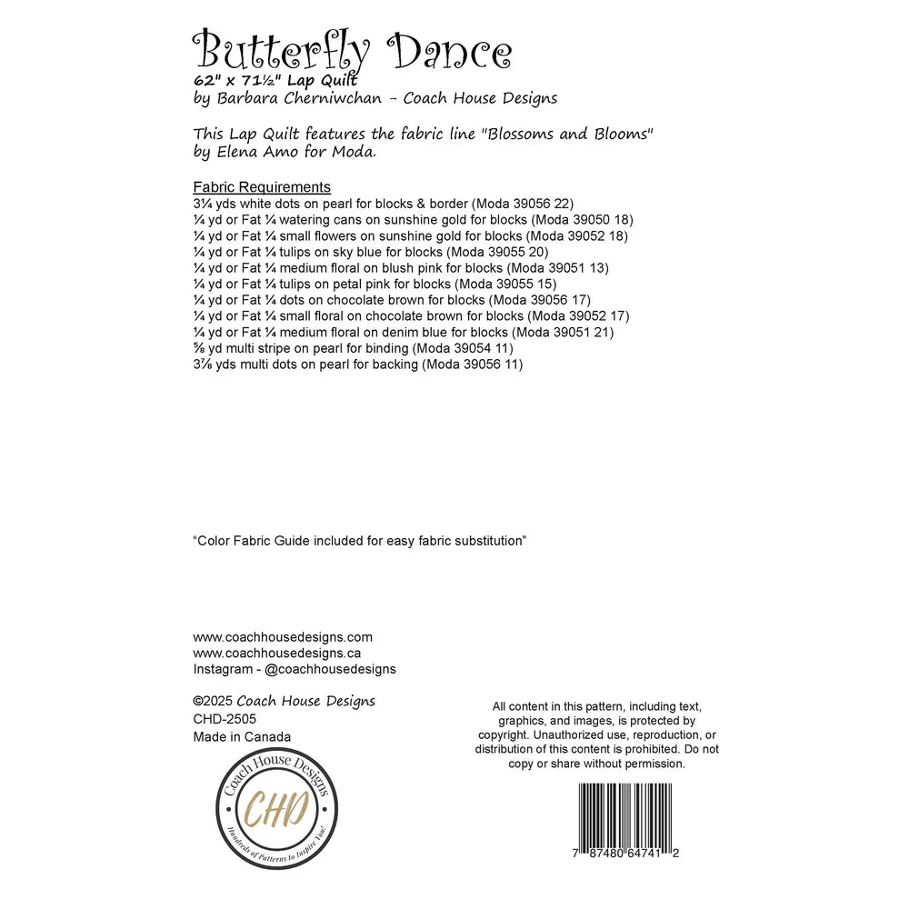 Butterfly Dance Quilt Pattern by Coach House Designs