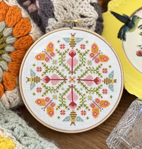 Butterfly Mandala Mini Cross Stitch Kit Historical Sampler Company