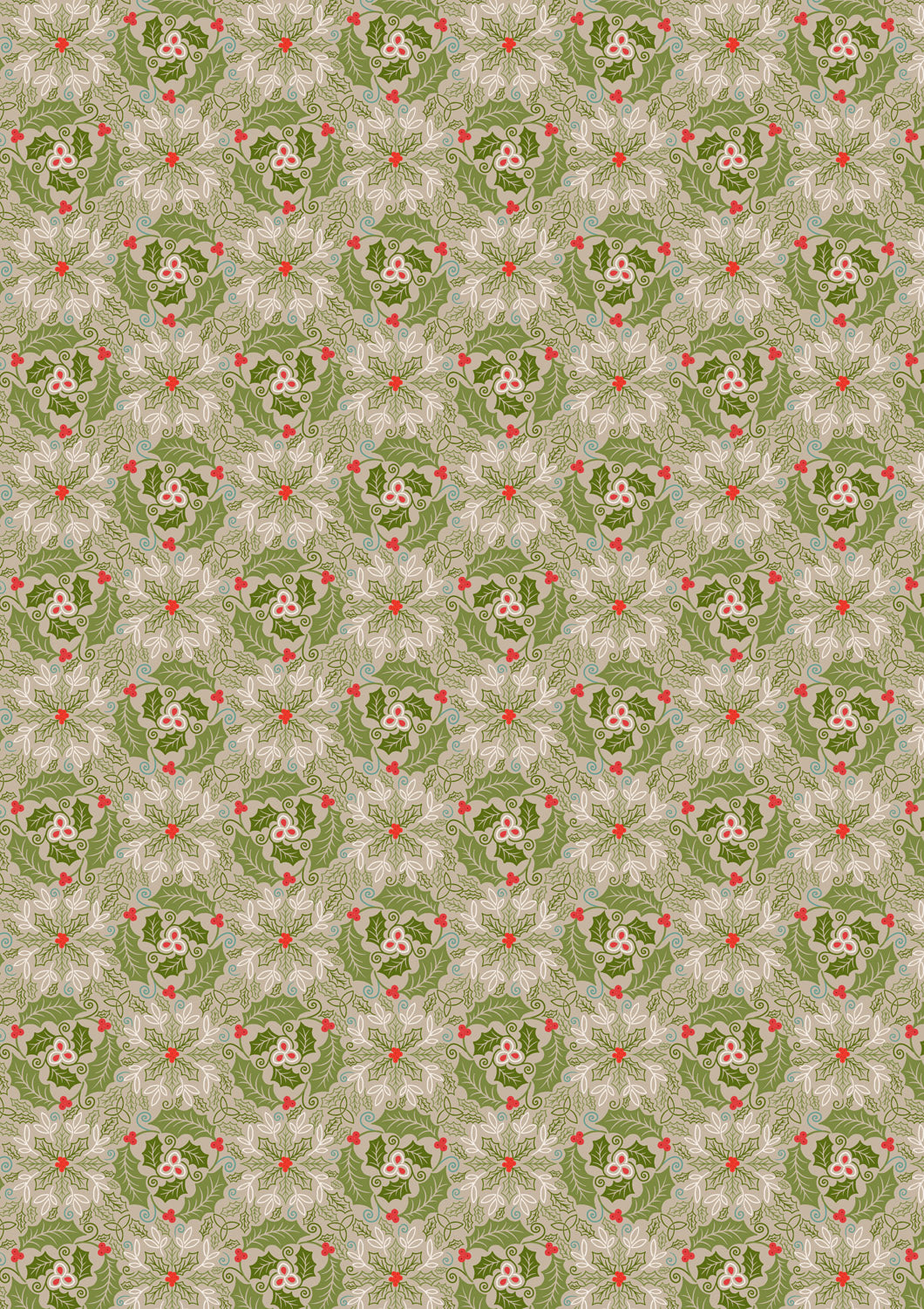 Celtic Christmas Festive Celtic Leaves Green C133B by Lewis and Irene (sold in 25cm increments)