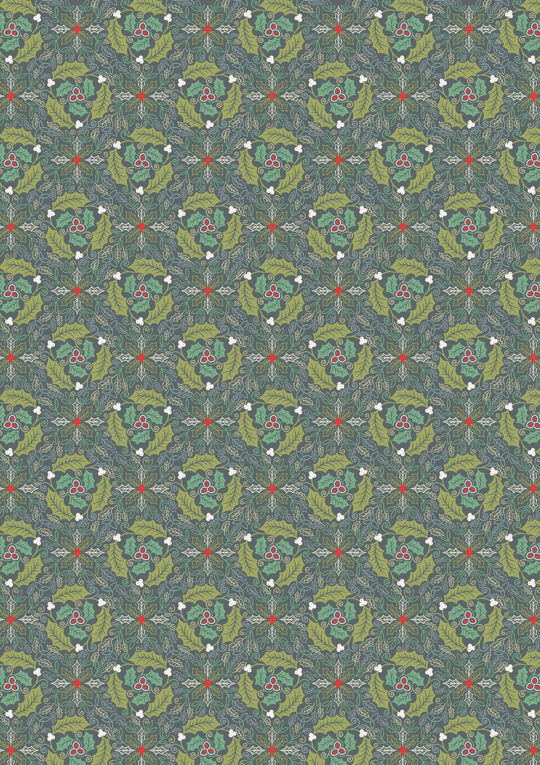 Celtic Christmas Festive Celtic Leaves Red C133C by Lewis and Irene (sold in 25cm increments)