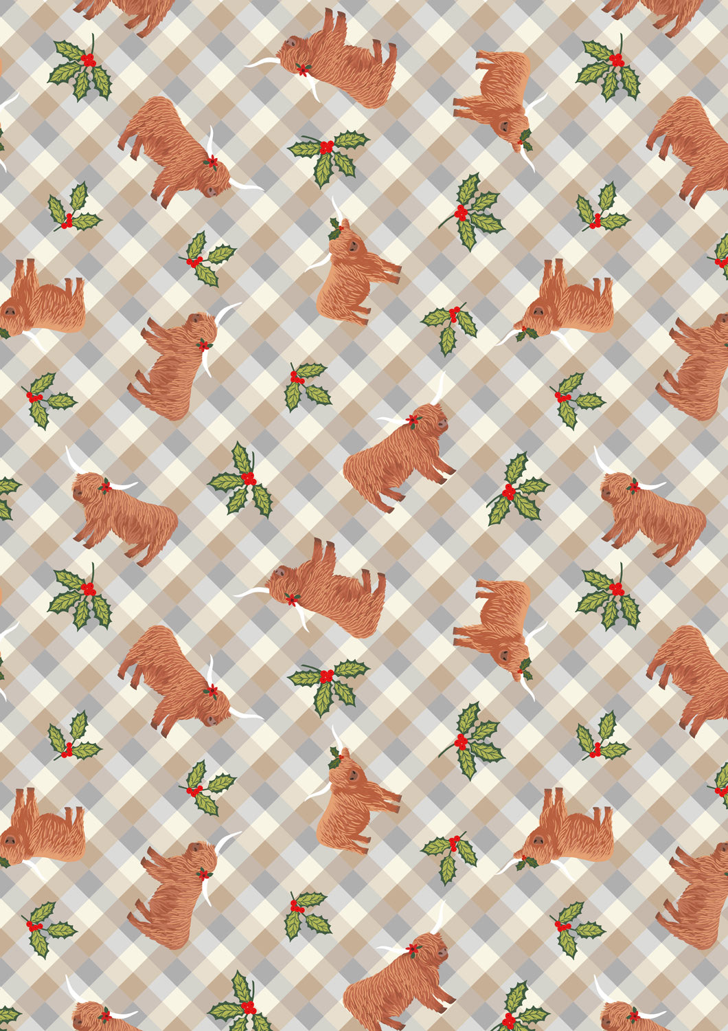 Celtic Christmas Highlands & Holly Winter Morning Gingham C135A by Lewis and Irene (sold in 25cm increments)