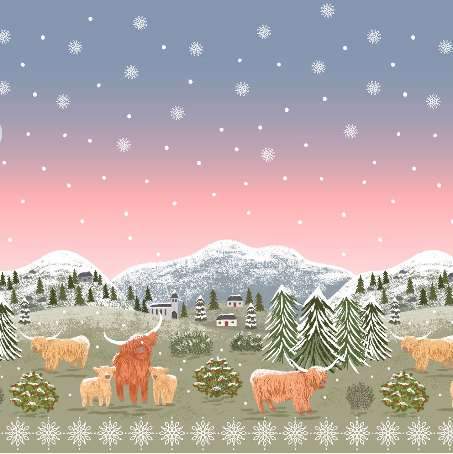 Celtic Christmas Double Edge Border C137 by Lewis and Irene (sold in 25cm increments)
