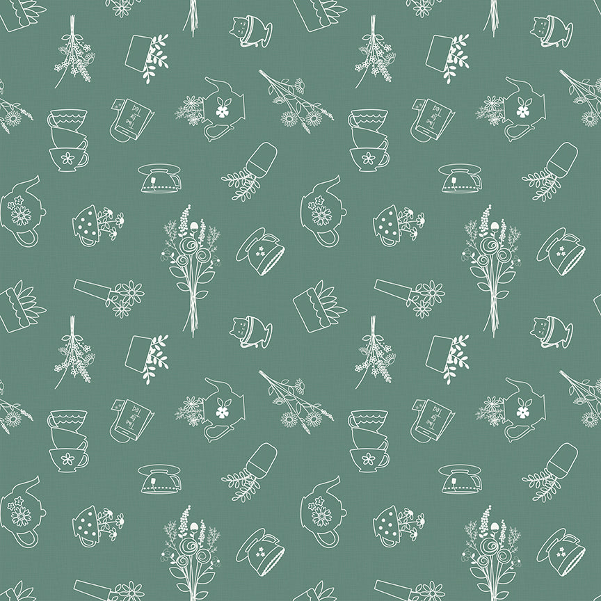Afternoon Tea Sketches Lodgepole C14031 by Beverly McCullough for Riley Blake (sold in 25cm increments)
