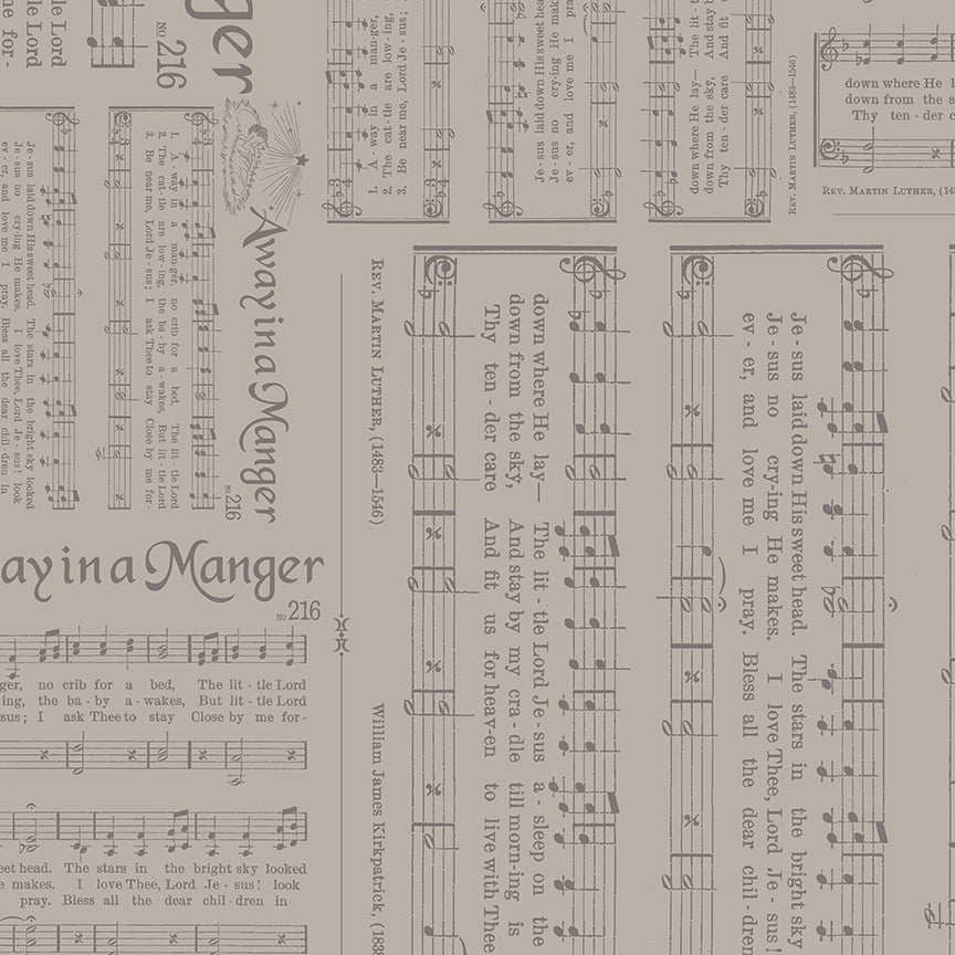 Home Town Holiday Caroling Pewter C14901 by Lori Holt for Riley Blake Fabrics (sold in 25cm increments)