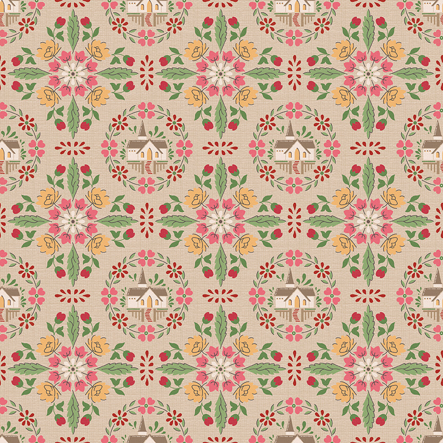 Home Town Holiday Chapel Teadye C14930 by Lori Holt for Riley Blake Fabrics (sold in 25cm increments)