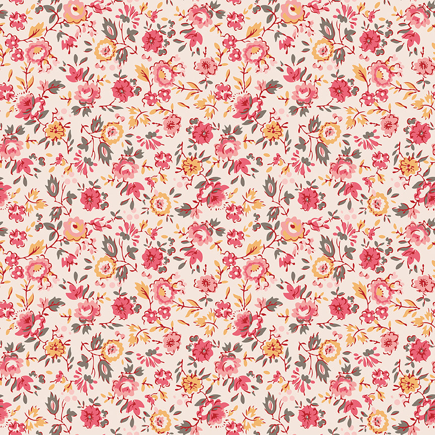 Piece & Plenty Floral C15871 Coral by Lori Holt for Riley Blake Designs (sold in 25cm increments)