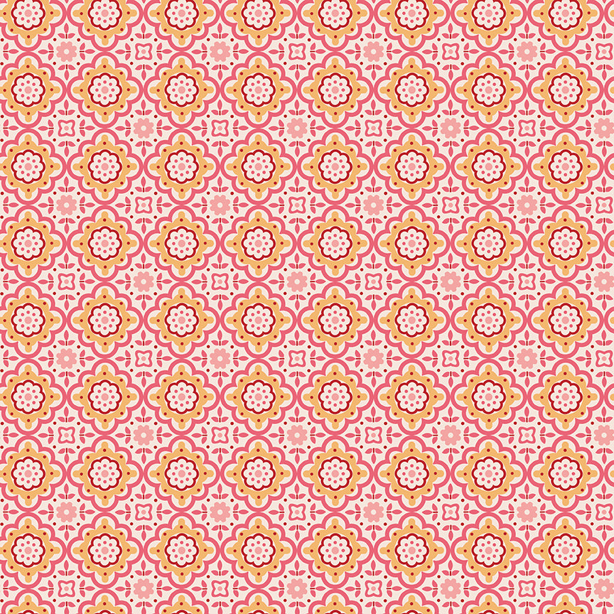 Piece & Plenty Cheerful C15882-Coral by Lori Holt for Riley Blake Designs (sold in 25cm increments)