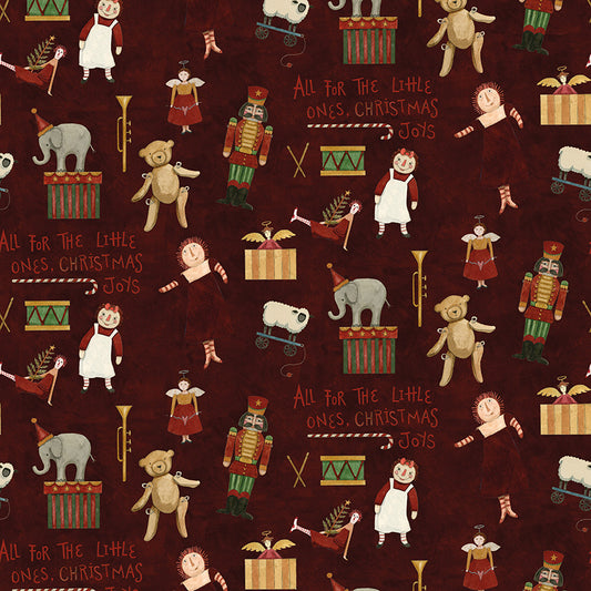 Naughty and Nice Toys Cranberry C16261 by Teresa Kogut for Riley Blake fabrics (sold in 25cm increments)