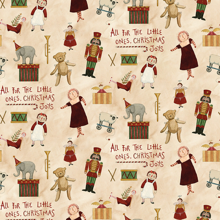 Naughty and Nice Toys Parchment C16261 by Teresa Kogut for Riley Blake fabrics (sold in 25cm increments)