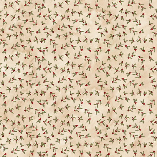 Naughty and Nice Holly Berries Parchment C16263 by Teresa Kogut for Riley Blake fabrics (sold in 25cm increments)