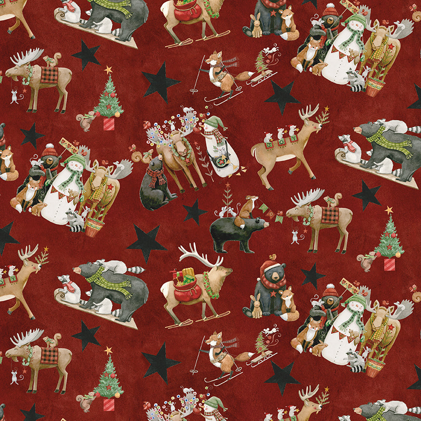 Northern Christmas Main Red C17830 by Teresa Kogut for Riley Blake Fabrics (sold in 25cm increments)