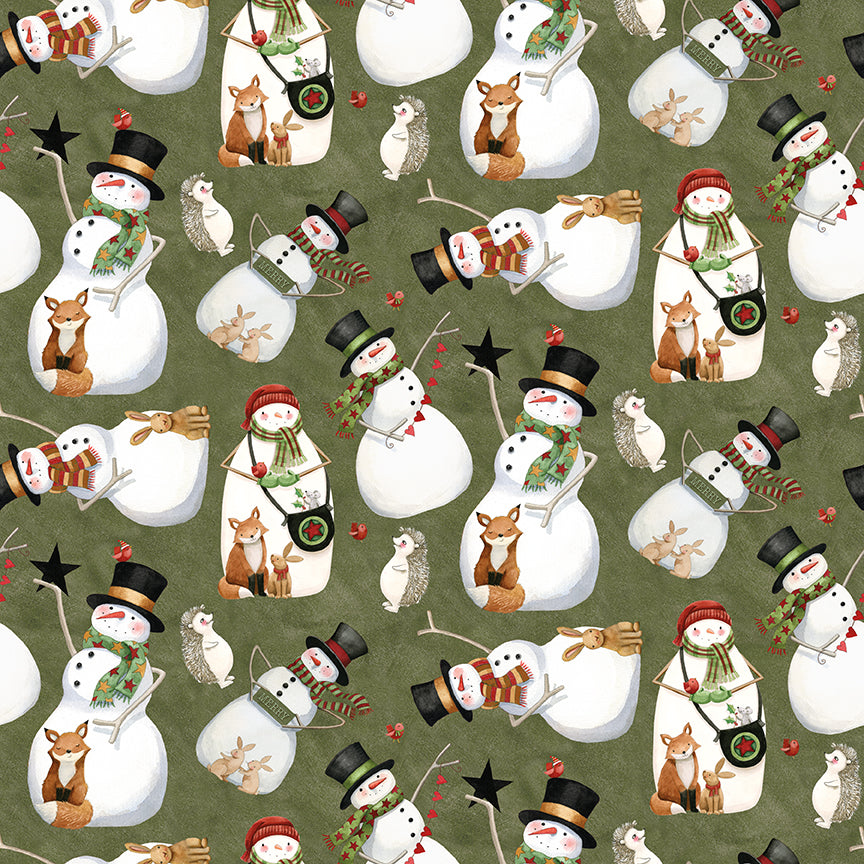 Northern Christmas Snowmen Green C17831 by Teresa Kogut for Riley Blake Fabrics (sold in 25cm increments)