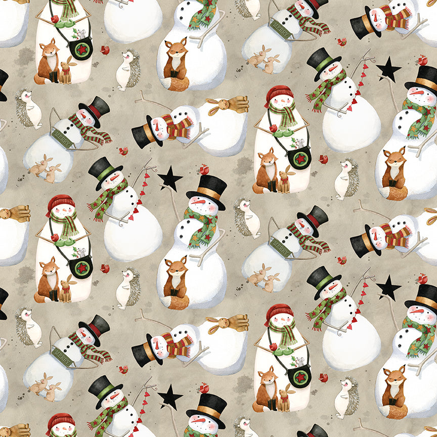 Northern Christmas Snowmen Neutral C17831 by Teresa Kogut for Riley Blake Fabrics (sold in 25cm increments)