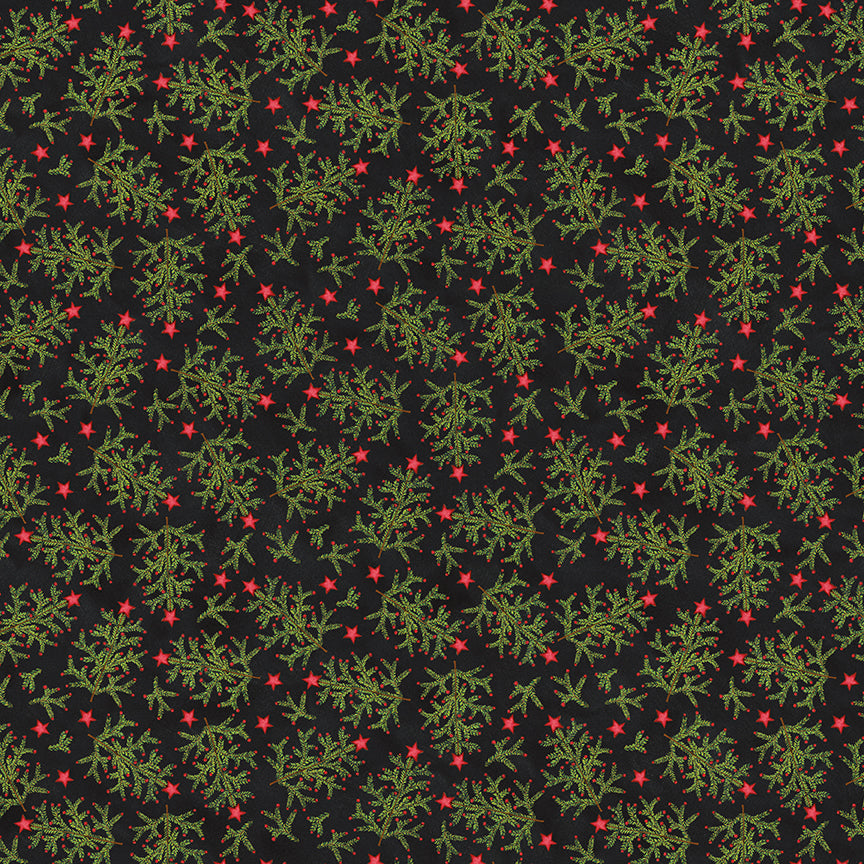 Northern Christmas Whimsical Trees Black C17832 by Teresa Kogut for Riley Blake Fabrics (sold in 25cm increments)