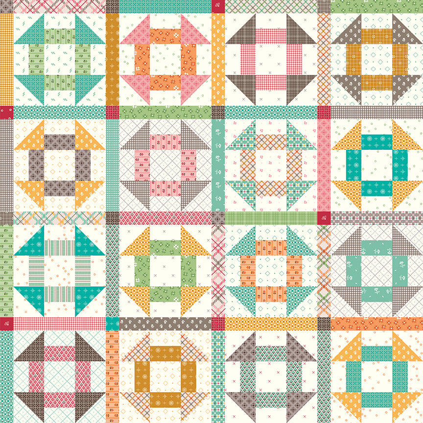 Prim Multi C9708-Cream by Lori Holt for Riley Blake Fabrics (sold in 25cm increments)
