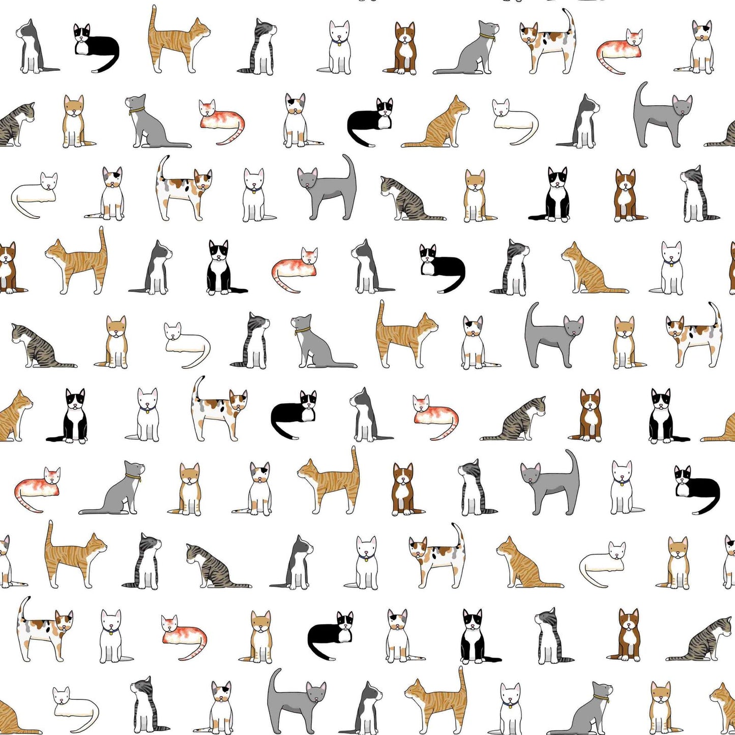 Cats on White by Red Tractor Designs (sold in 25cm increments)