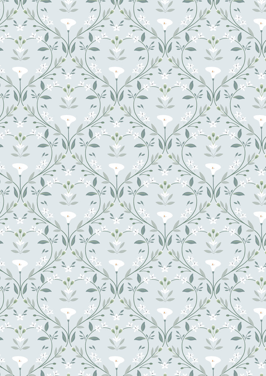Water Garden Serenity Light Blue CC37.1 by Cassandra Connolly for Lewis and Irene (sold in 25cm increments)