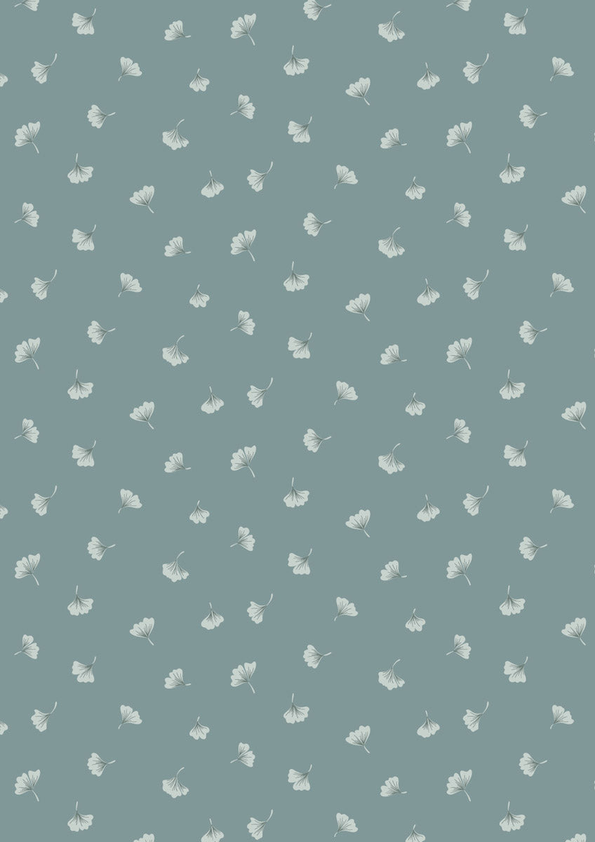 Water Garden Ginkgo Cascade Dusky Teal CC40.3 Cassandra Connolly for Lewis and Irene (sold in 25cm increments)