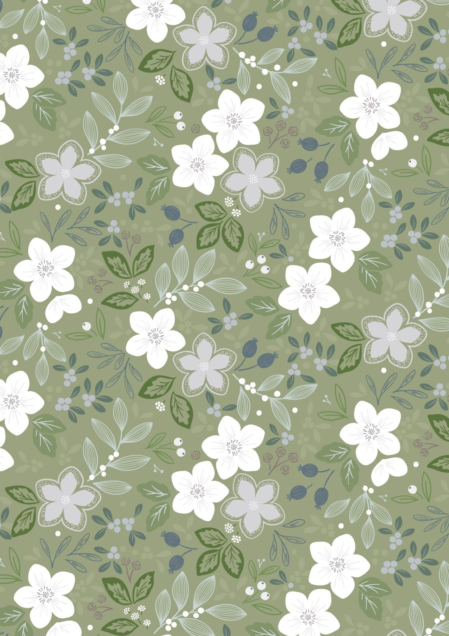 Winters Garden Winters Promise Light Green CC72.2 by Cassandra Connolly for Lewis & Irene (sold in 25cm increments)