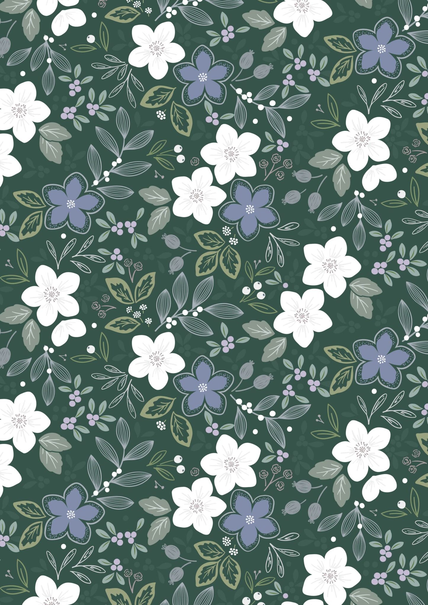 Winters Garden Winters Promise Forest Green CC72.3 by Cassandra Connolly for Lewis & Irene (sold in 25cm increments)