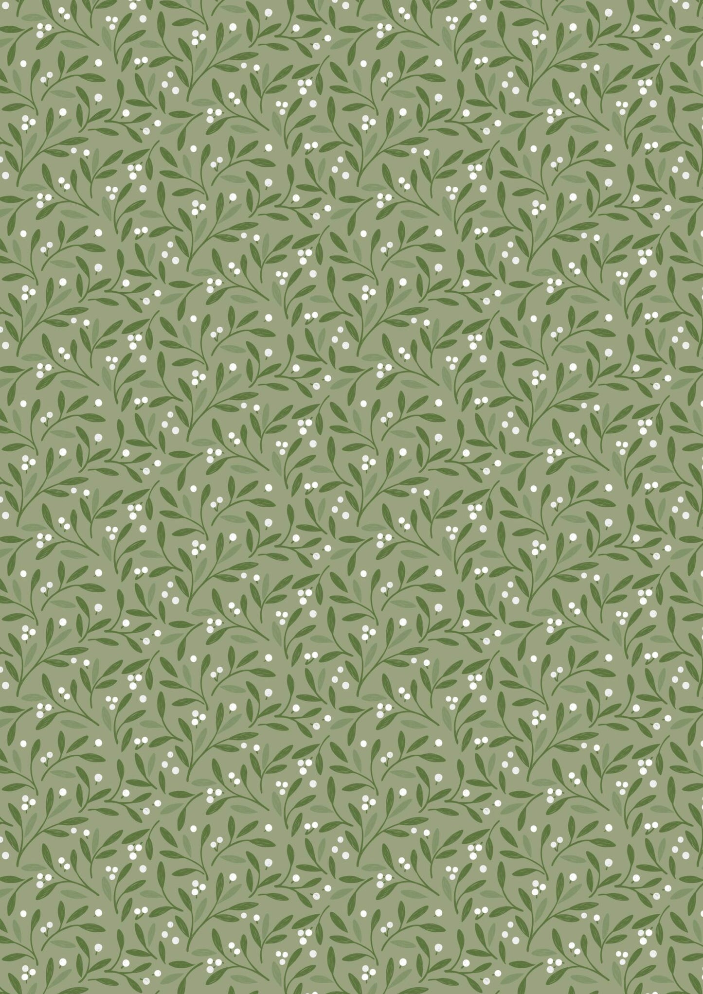 Winters Garden Mistletoe Charms Light Green CC75.2 by Cassandra Connolly for Lewis & Irene (sold in 25cm increments)