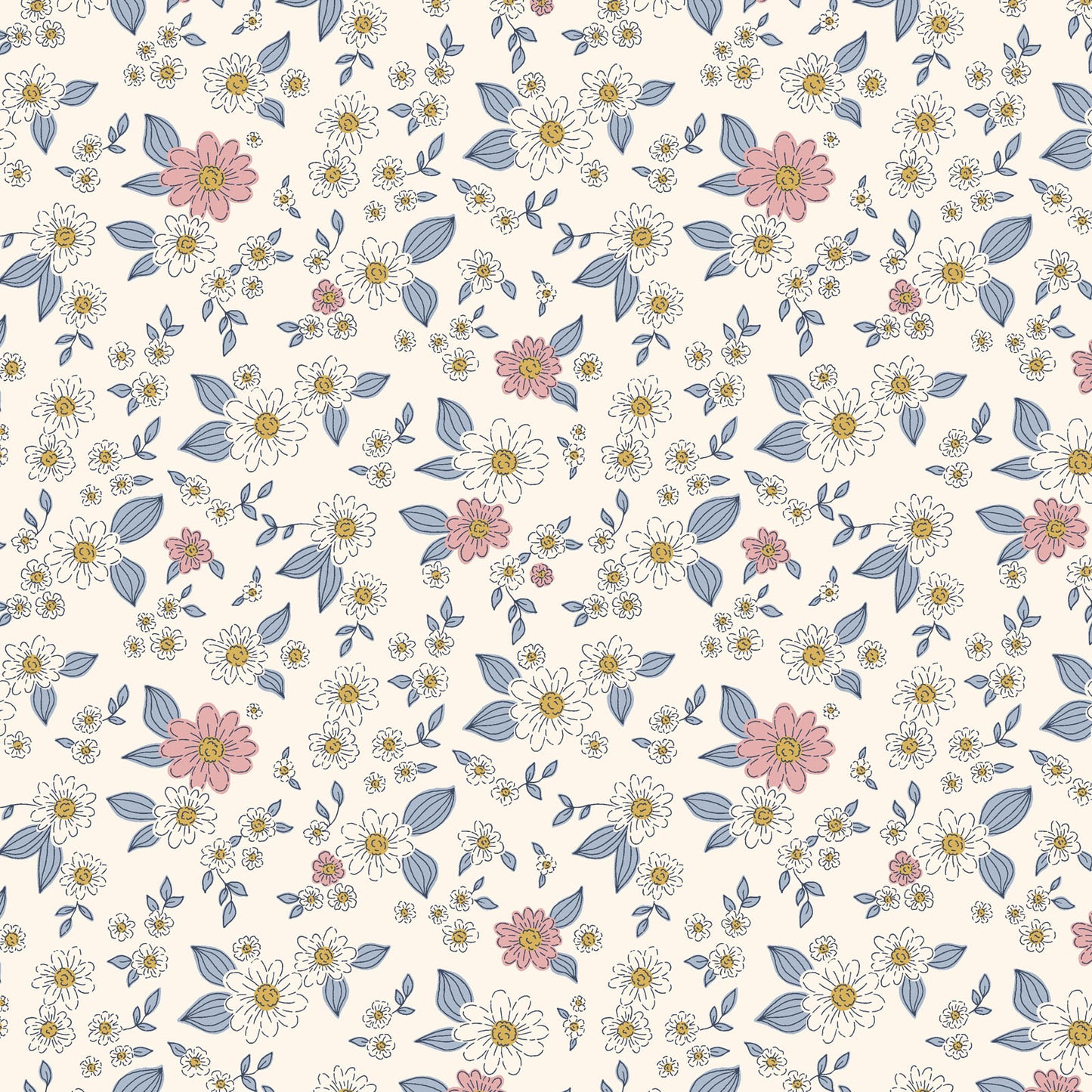 Kitten Fun Floral Multi Y4567-55 by Julia Khimich for Clothworks (sold in 25cm increments)