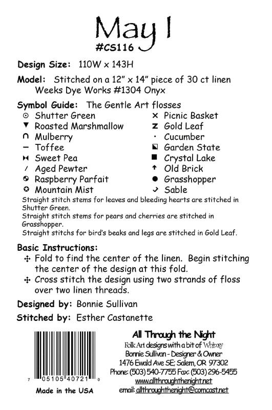 May I Cross Stitch Pattern by All Through the Night