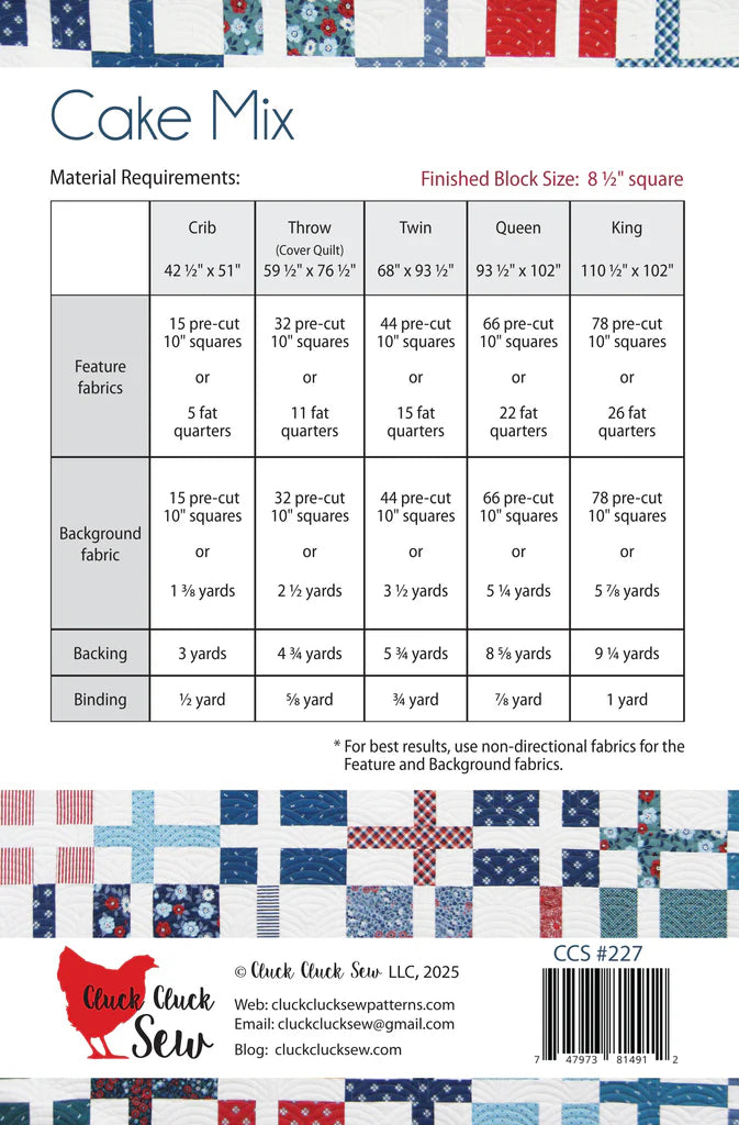 Cake Mix Quilt Pattern by Cluck Cluck Sew