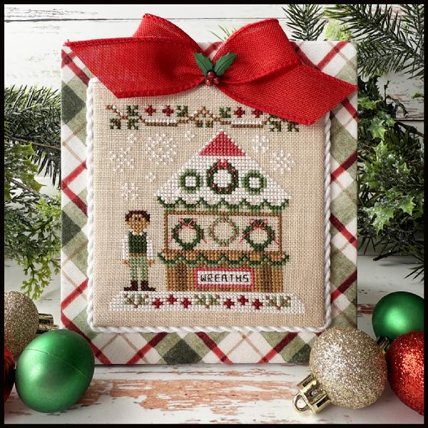 Christmas Market Christmas Wreath Stand Cross Stitch Pattern Country Cottage Needleworks