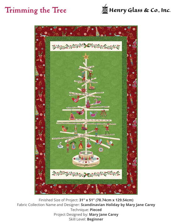 Scandinavian Holiday Tree Panel by Mary Jane Carey for Henry Glass Fabrics