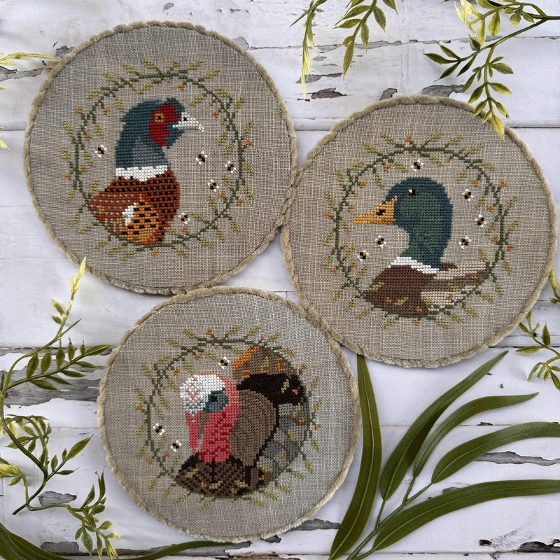 Colorful Birds Trio Cross Stitch Pattern by Puntini Puntini