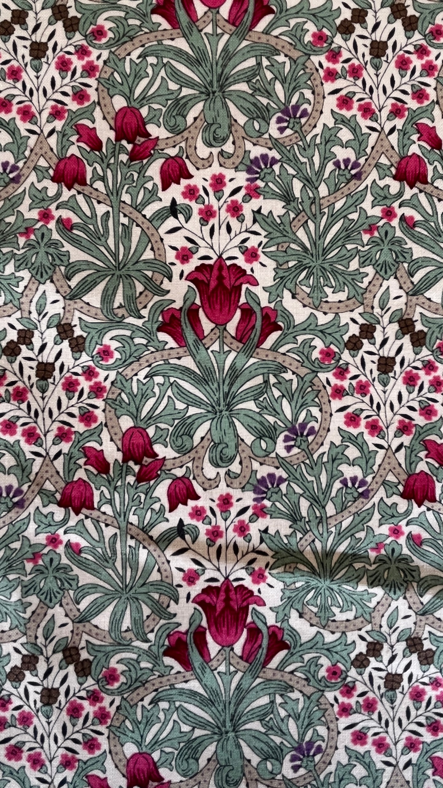 Country Floral Collection Morris Beige Sage Burgundy 65730-101 by Nakamura for Nutex Fabrics (Sold in 25cm increments)