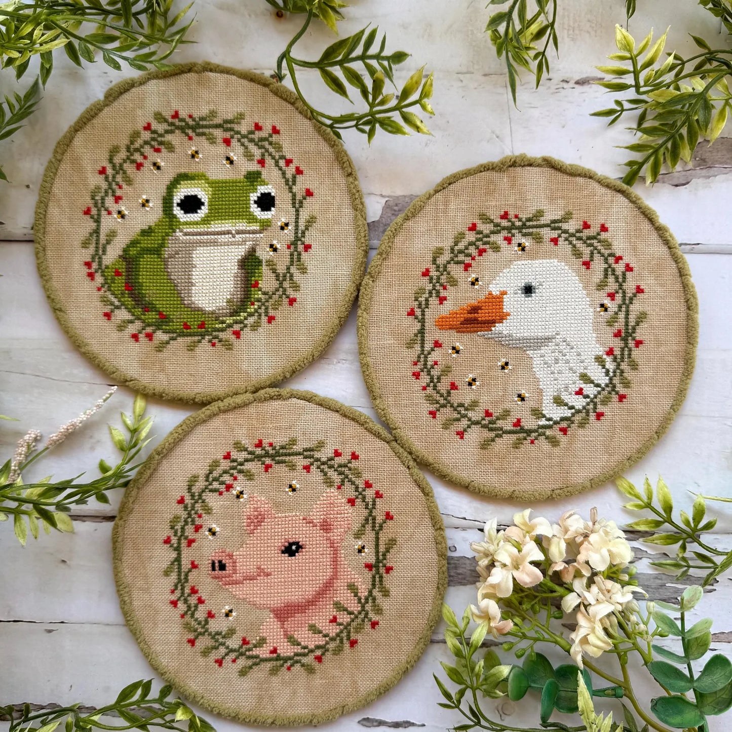 Countryside Animals Trio Cross Stitch Pattern by Puntini Puntini
