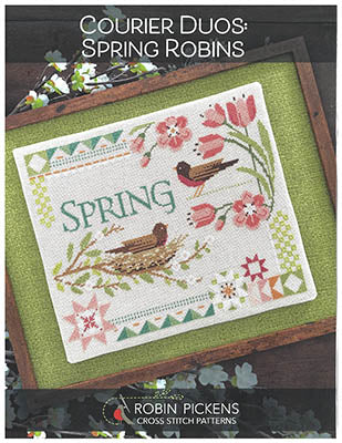 Courier Duos: Spring Robins Cross Stitch Pattern by Robin Pickens