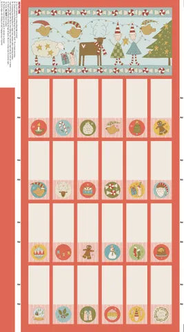 Count Down to Christmas DV5960 Advent Calendar Red Panel by Natalie Bird for Devonstone