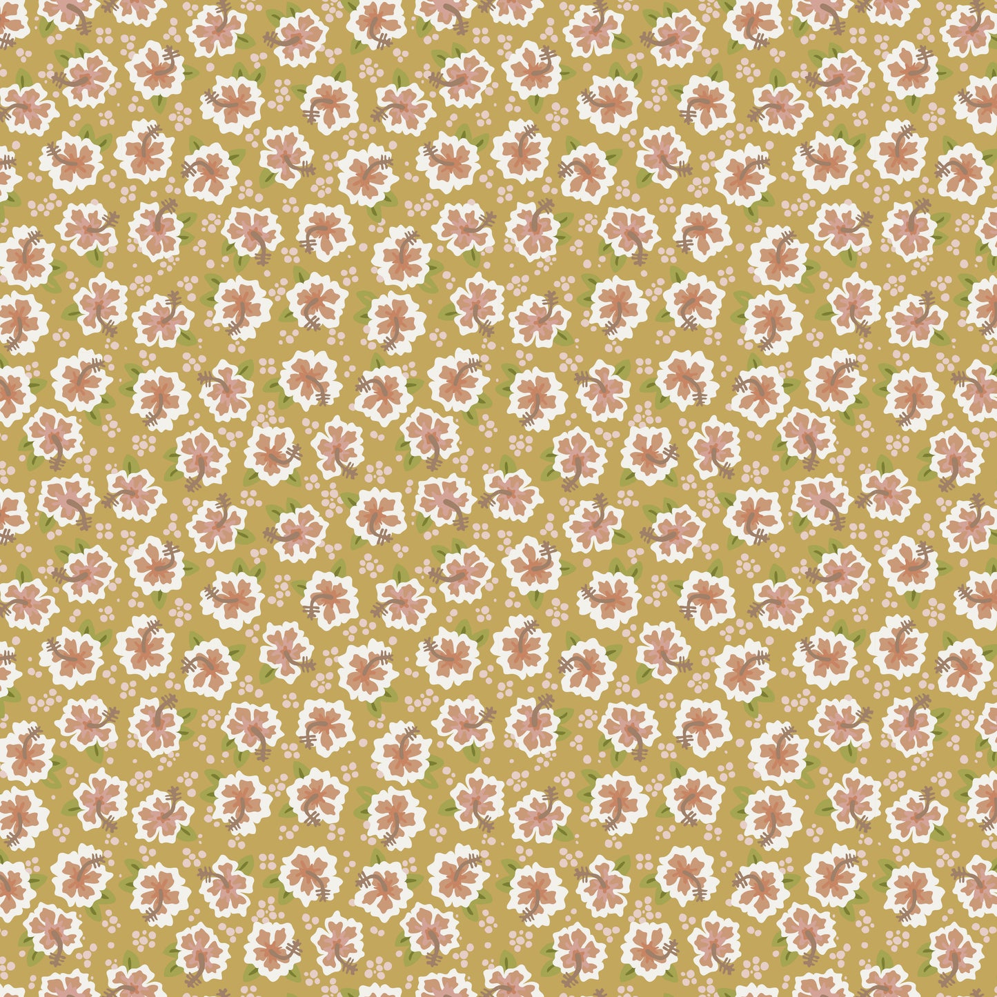 Sunkissed Sojourn Tan Hibiscus DV6108 by Natalie Bird of Birdhouse Designs for Devonstone (sold in 25cm increments)