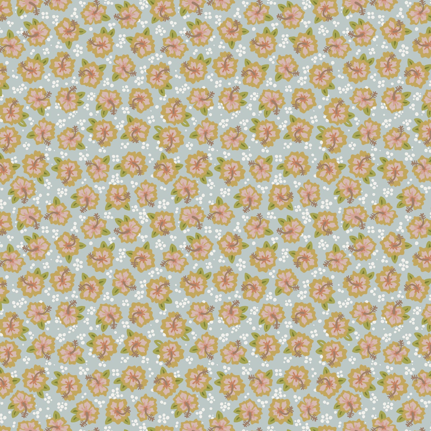 Sunkissed Sojourn Light Blue Hibiscus DV6110 by Natalie Bird of Birdhouse Designs for Devonstone (sold in 25cm increments)