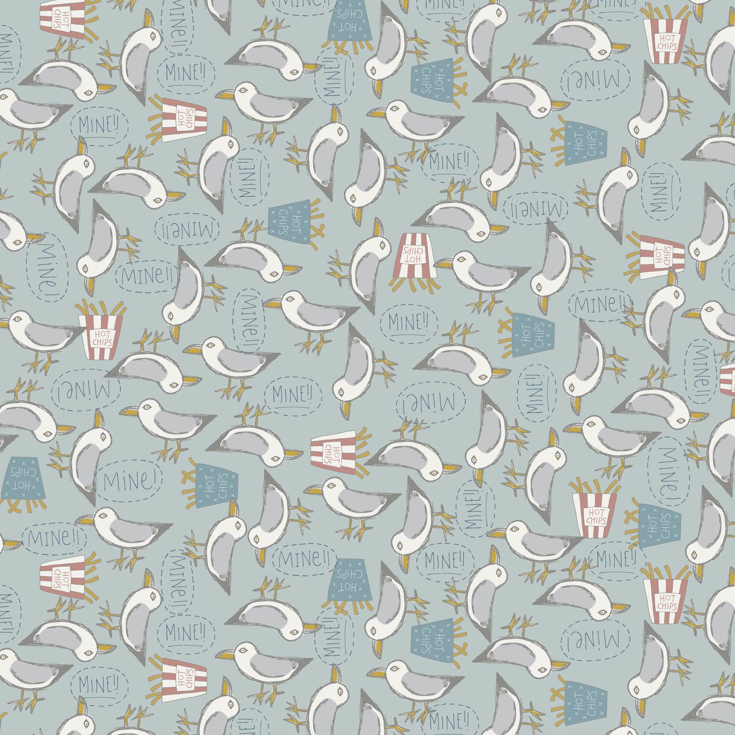 Sunkissed Sojourn Blue Seagull DV6117 by Natalie Bird of Birdhouse Designs for Devonstone (sold in 25cm increments)