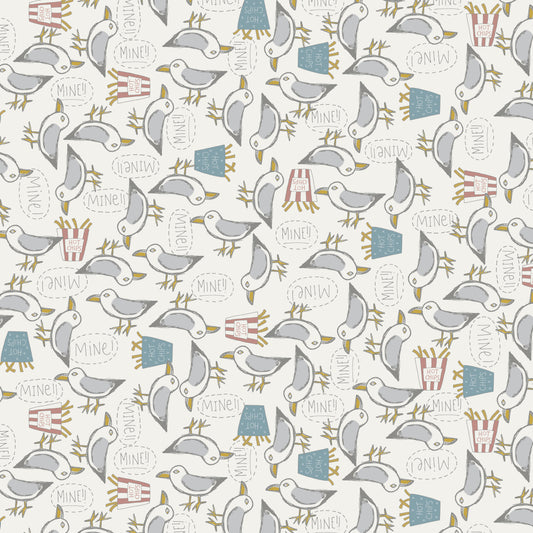 Sunkissed Sojourn White Seagull DV6118 by Natalie Bird of Birdhouse Designs for Devonstone (sold in 25cm increments)