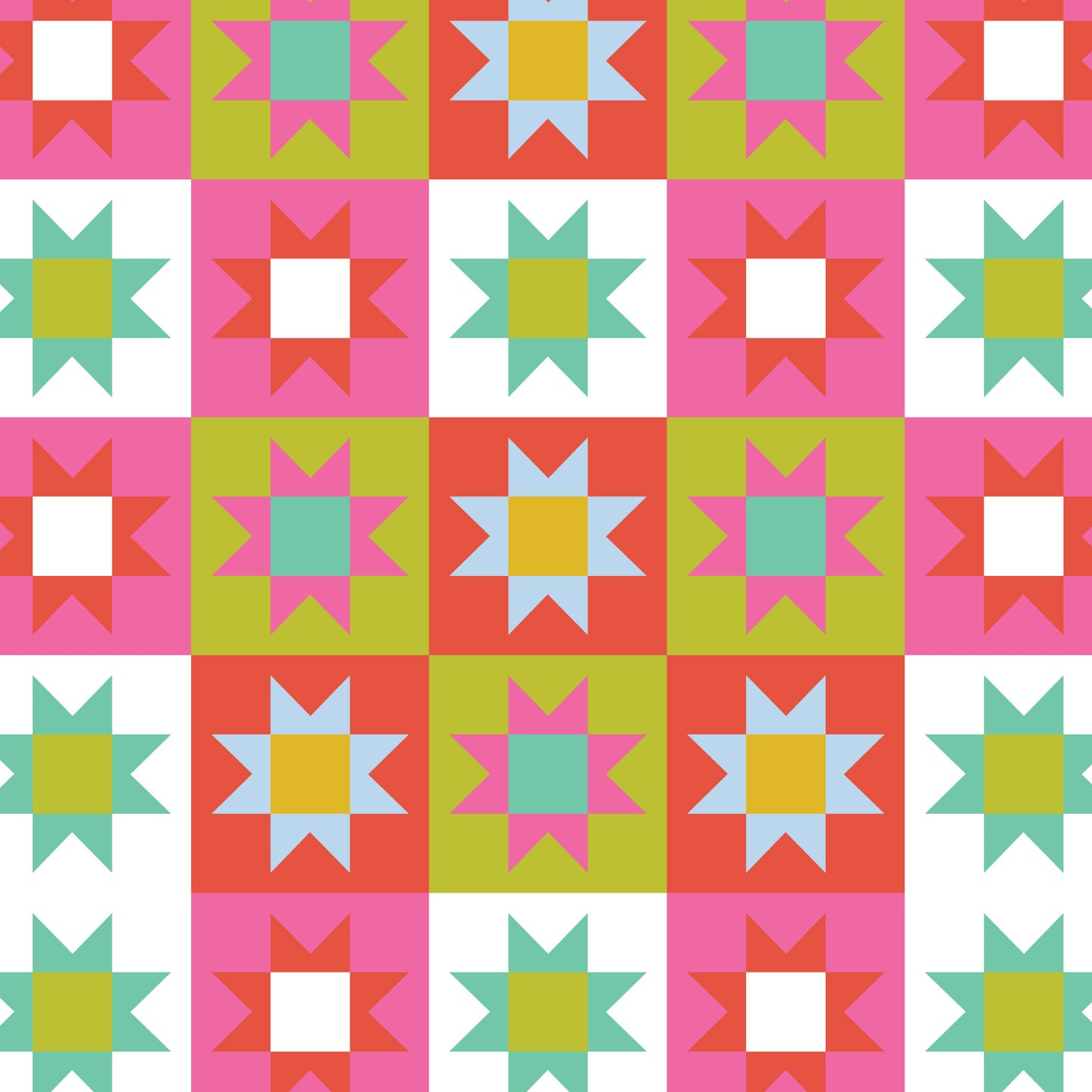 Deck The Halls Patchwork Star DV6922 by Devonstone Fabrics (sold in 25cm increments)