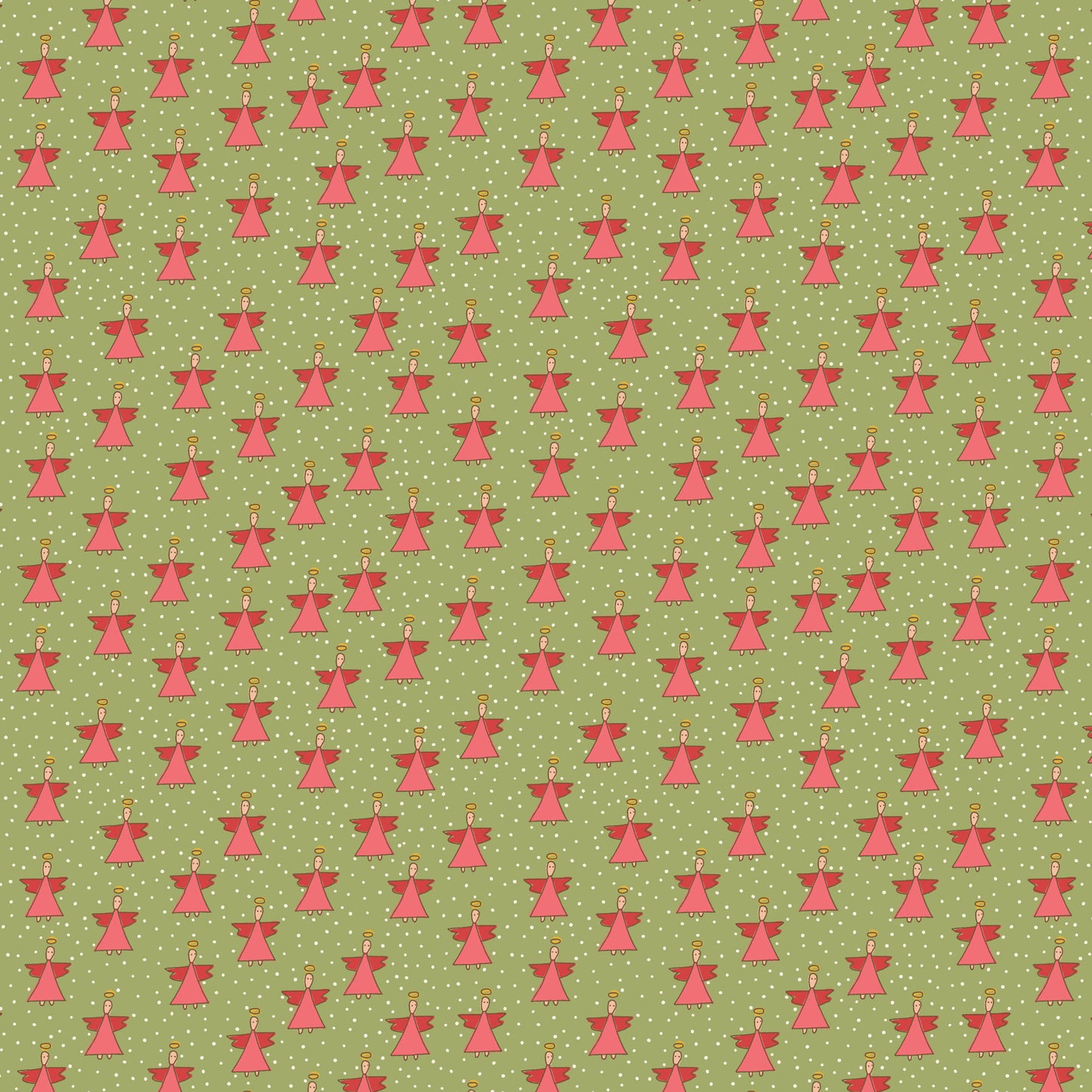 Pocketful of Joy Angel Green DV7201 by Natalie Bird for Devonstone Fabrics (sold in 25cm increments)