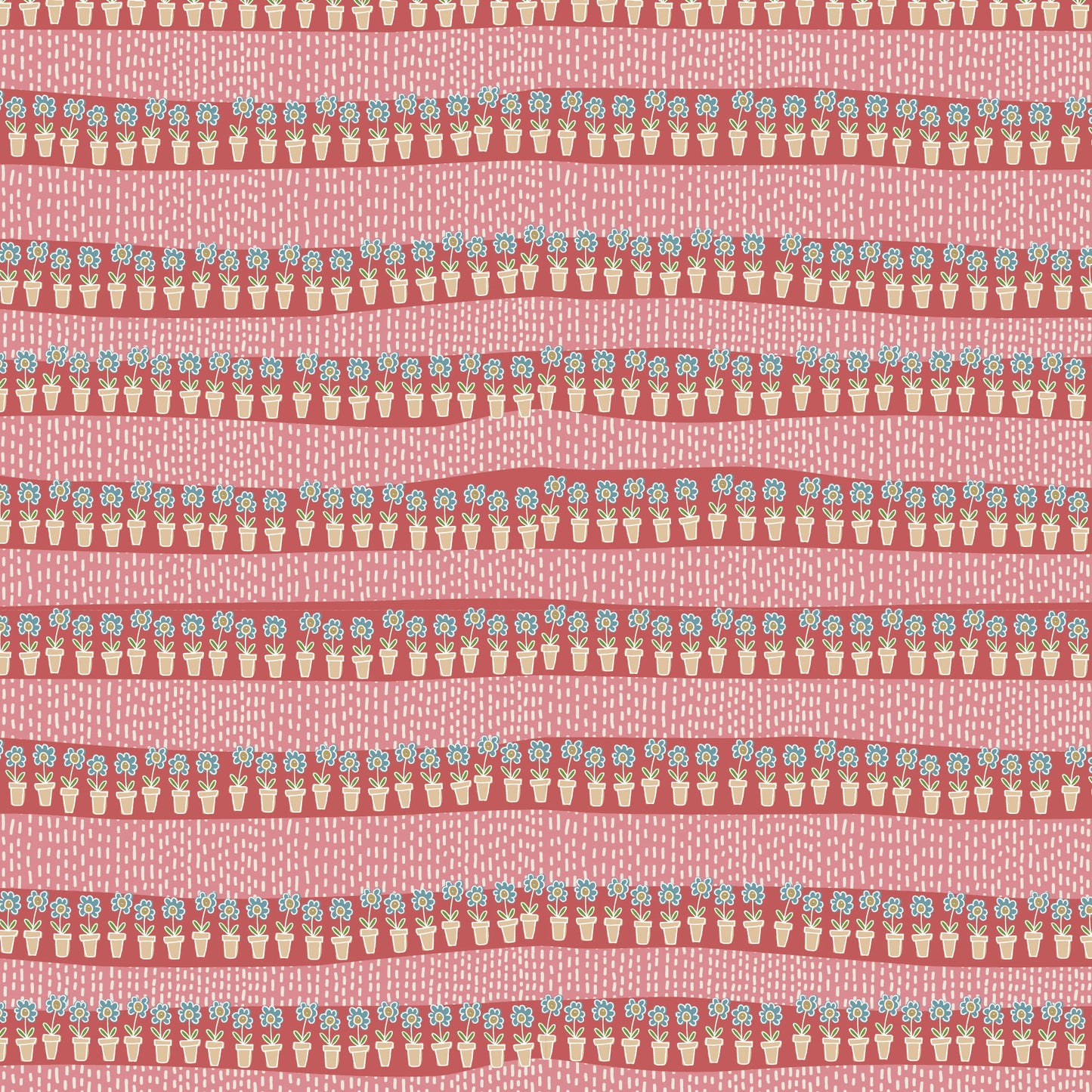 Out & About Flower Pot Stripe Pink DV7765 by Natalie Bird for Devonstone Fabrics (sold in 25cm increments)
