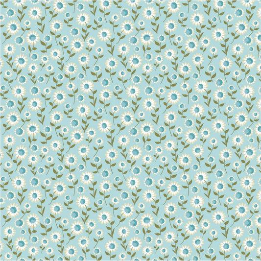 Homestead Daisy Dukes Blue PH23403 by Prairie Sisters for Poppie Cotton (sold in 25cm increments)