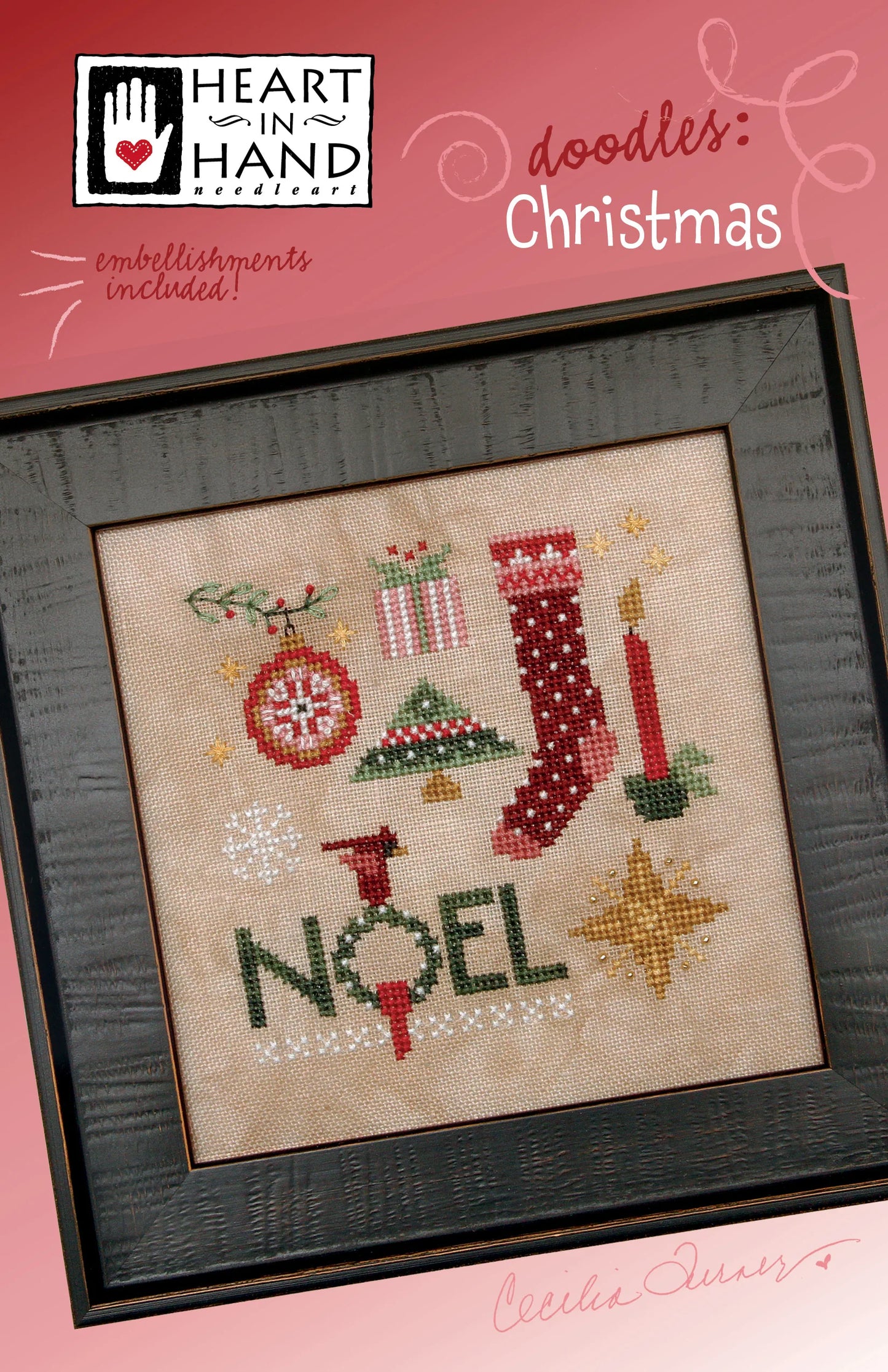 Doodles: Christmas Cross Stitch Pattern Heart in Hand