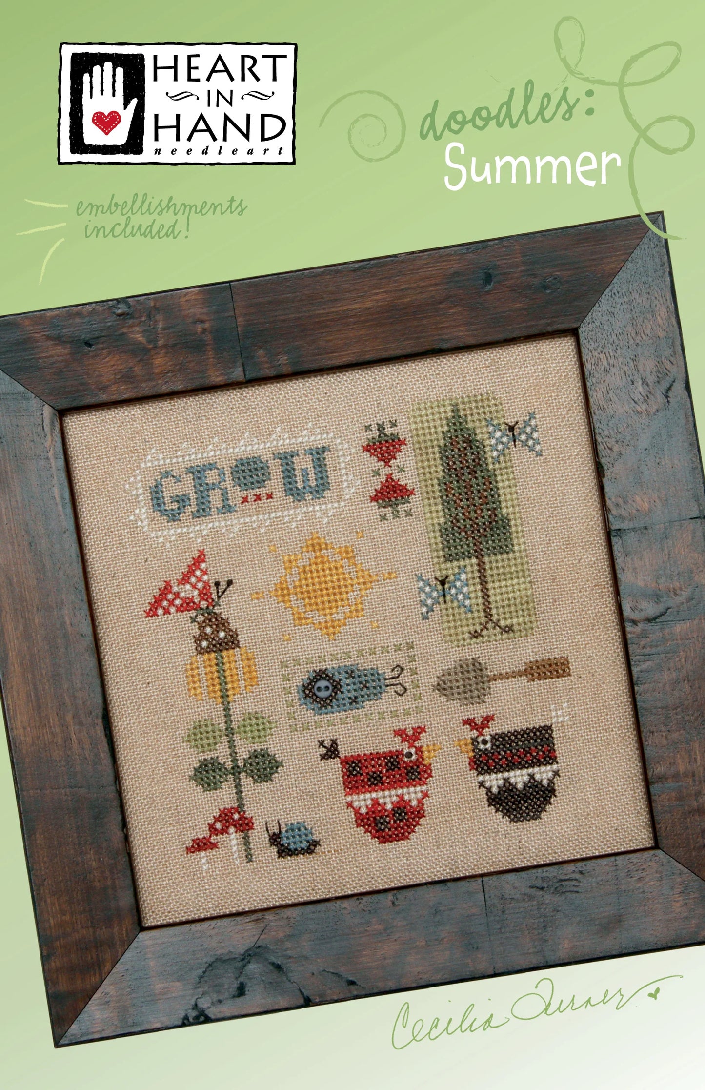 Doodles: Summer Cross Stitch Pattern Heart in Hand