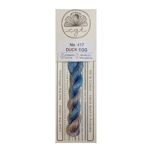 Duck Egg Cottage Garden Thread Pre-Cut 6 Stranded Hand Dyed Embroidery Floss